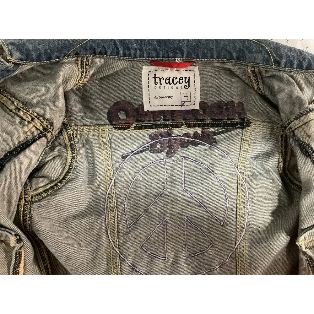 Custom made Peace‎ love hippie Oshkosh Jean Jacket girls size 4